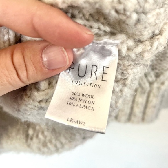 PURE Collection Cable Knit V-Neck Wool & Alpaca Blend Sweater Size 2 - Picture 10 of 11